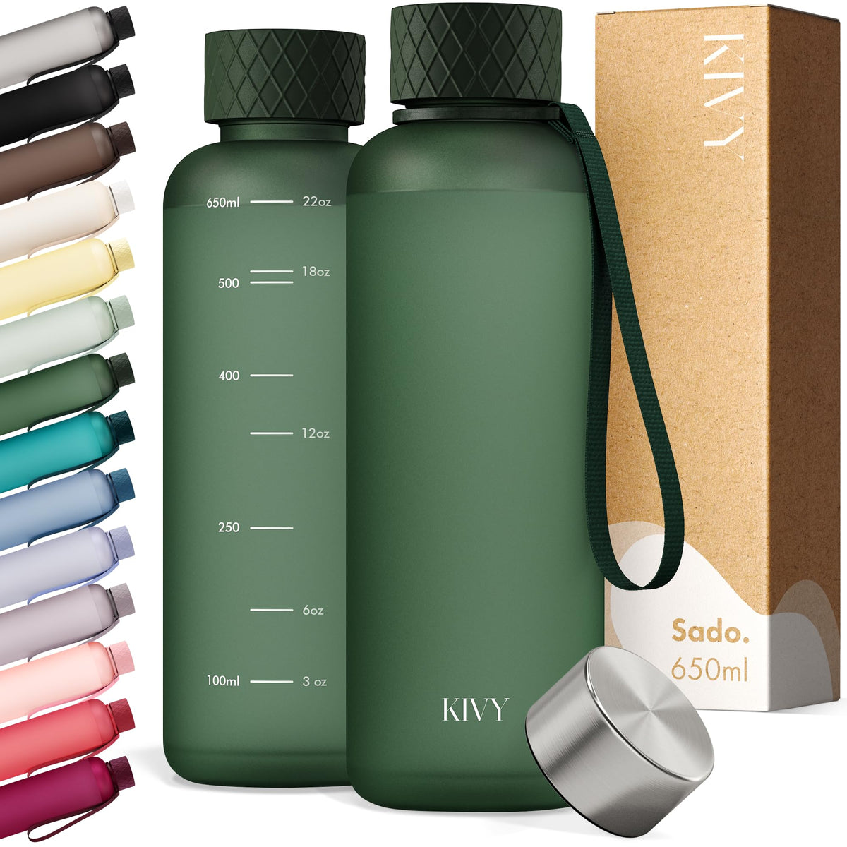 Slim Water Bottle 22oz Tritan (01 Dark Green / 22oz)