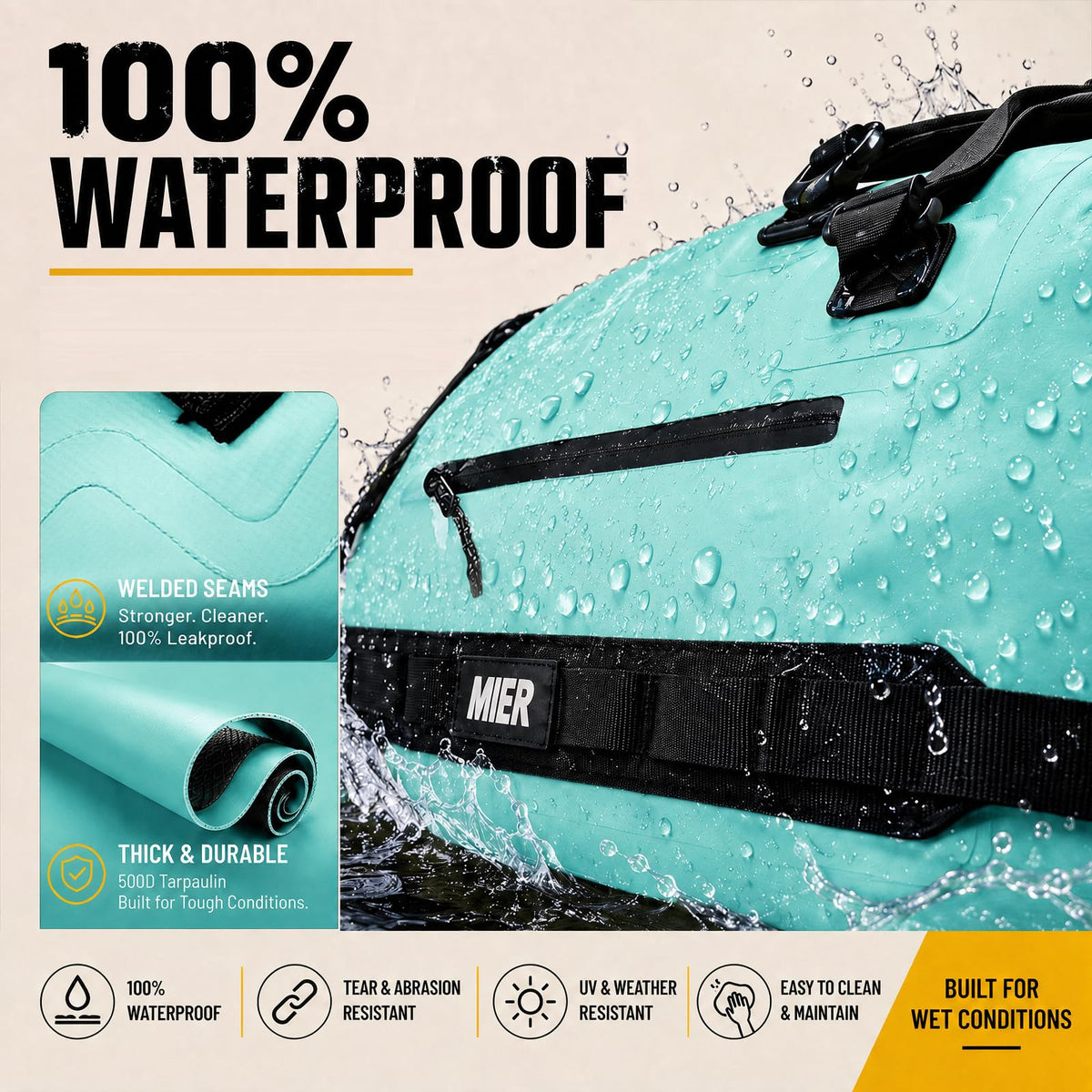 Large Waterproof Duffel Bag (Green / 80L)