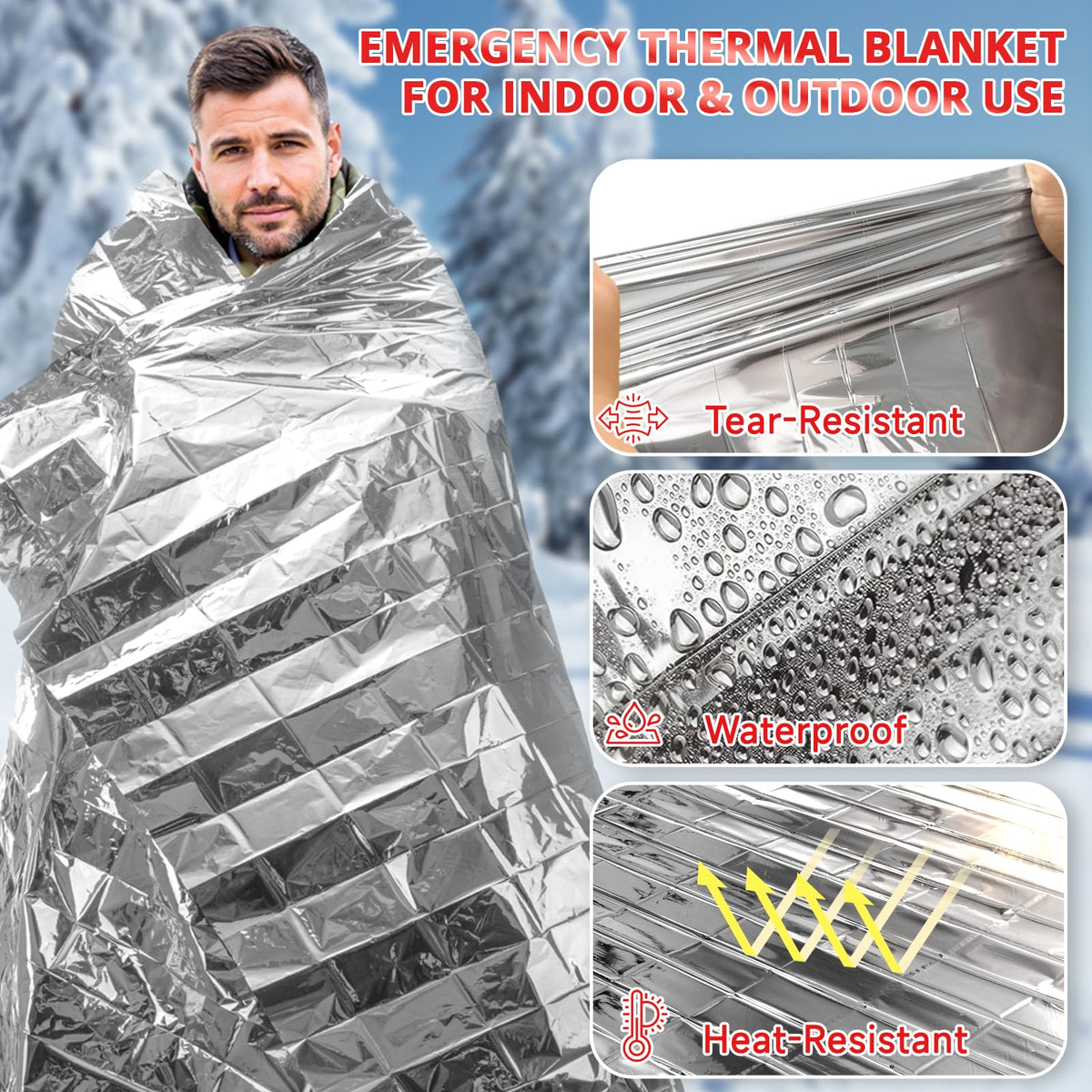 Survival Emergency Thermal Blankets (Sliver / 10 Pack)