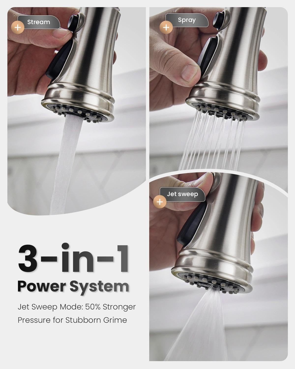 Vintage Style Brushed Nickel Kitchen Faucet with Pull Down Sprayer (Brushed Nickel)