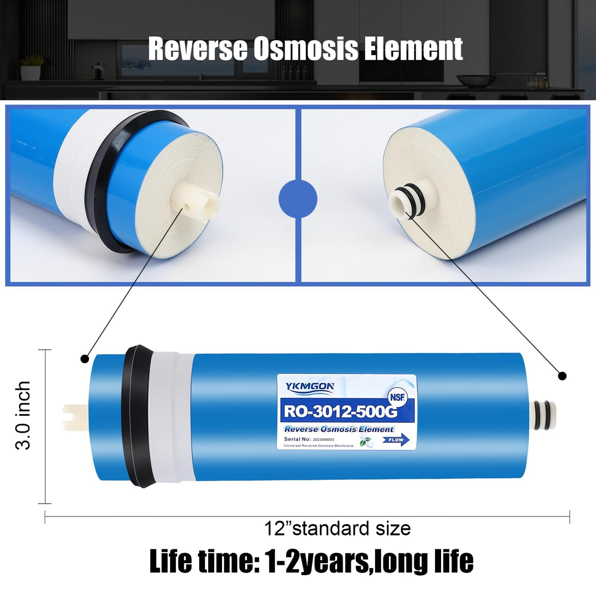 500GPD Reverse Osmosis Membrane Kit with Housing (500G / 1 PACK with housing)