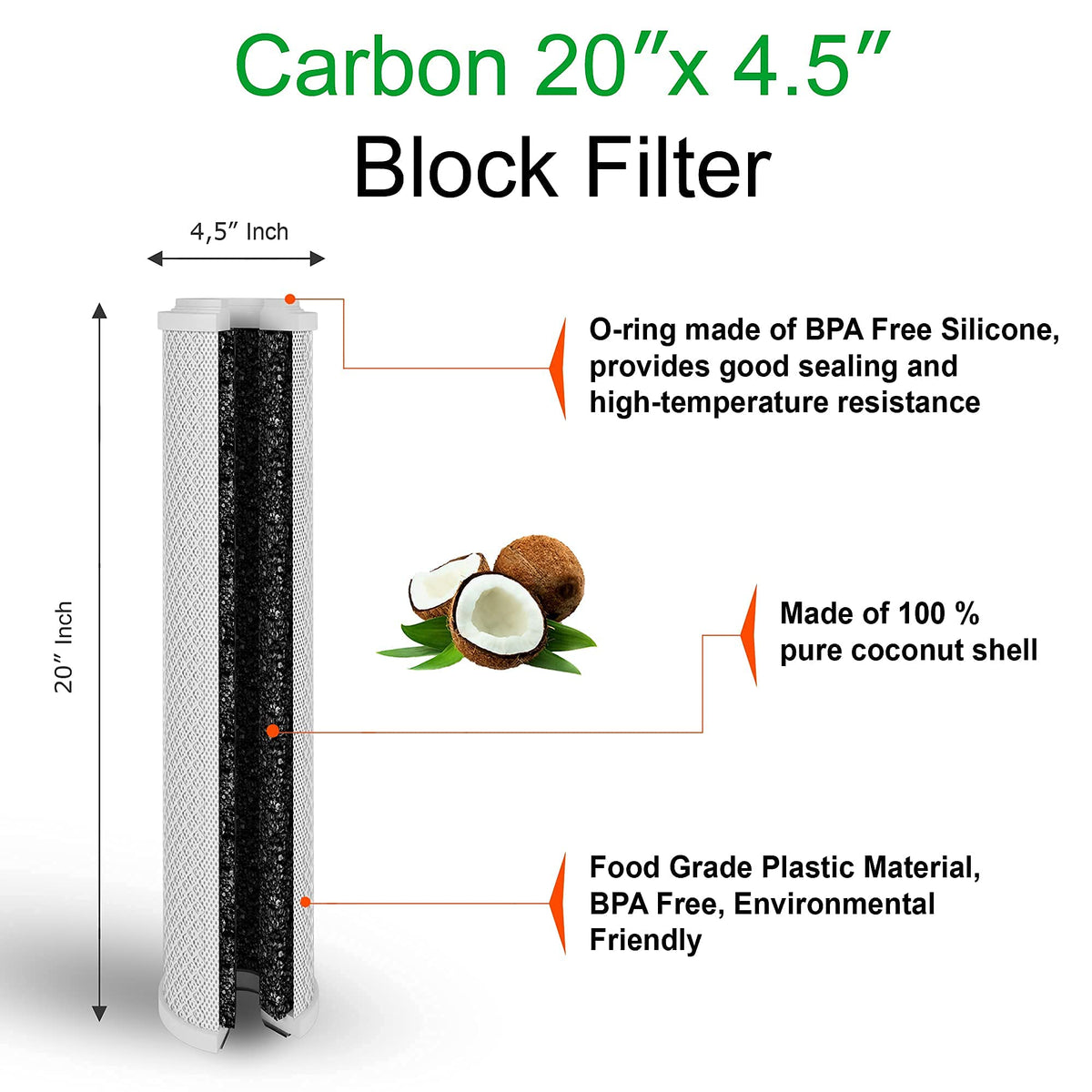 High Capacity Coconut Shell Carbon Block Water Filter