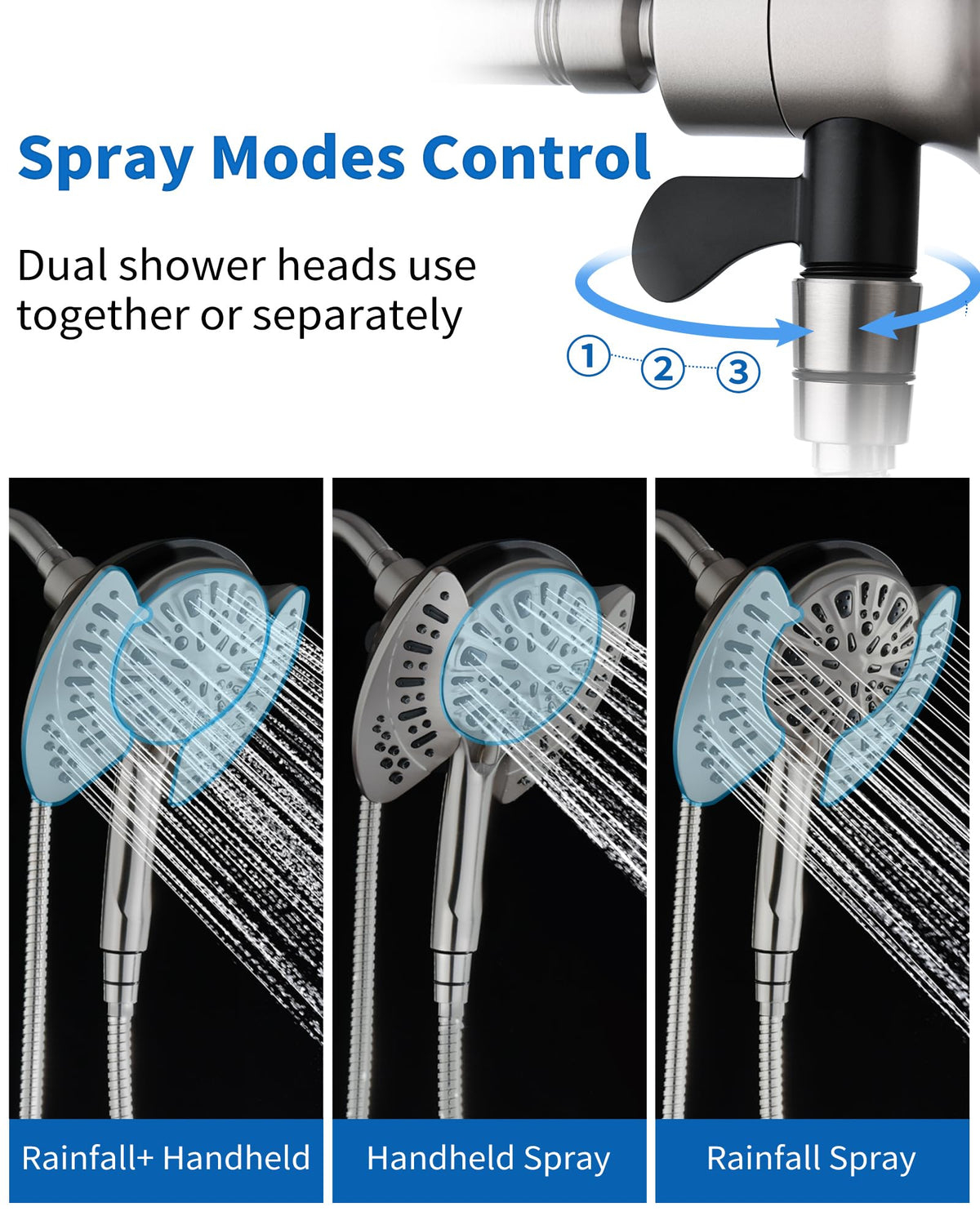 2 in 1 Shower Head with Handheld Combo High Pressure Nickel 1.8 GPM (Nickel / 1.8 GPM)