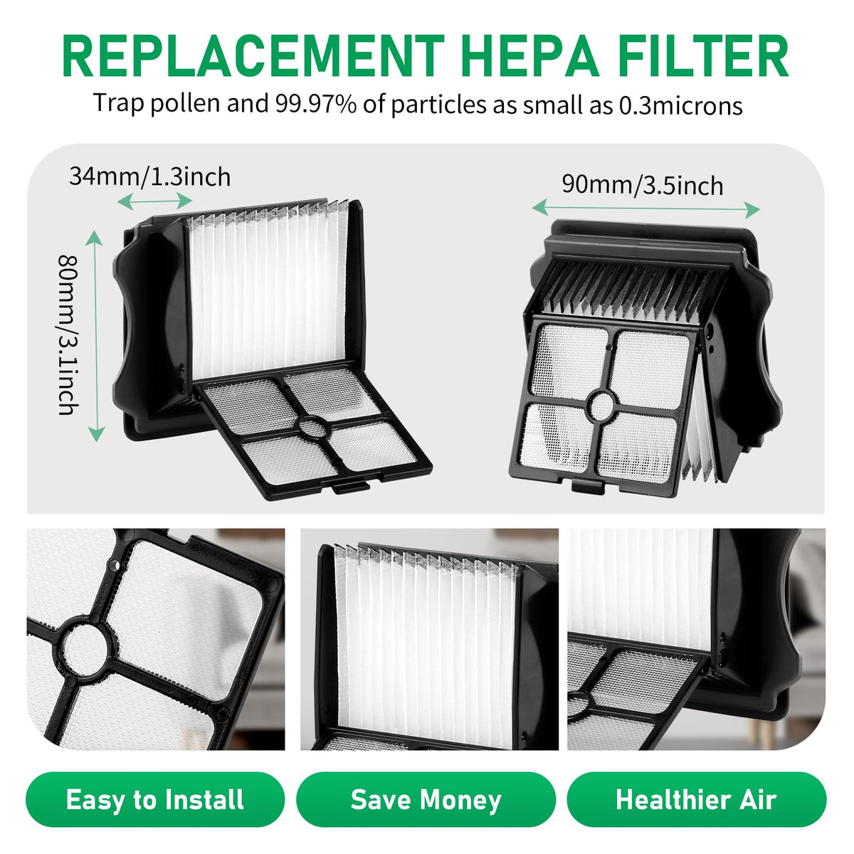 Repalcement Brush Roller & HEPA Filters Kit for Tineco S3 (FLOOR ONE S3/iFLOOR 3 Roller+Filters)