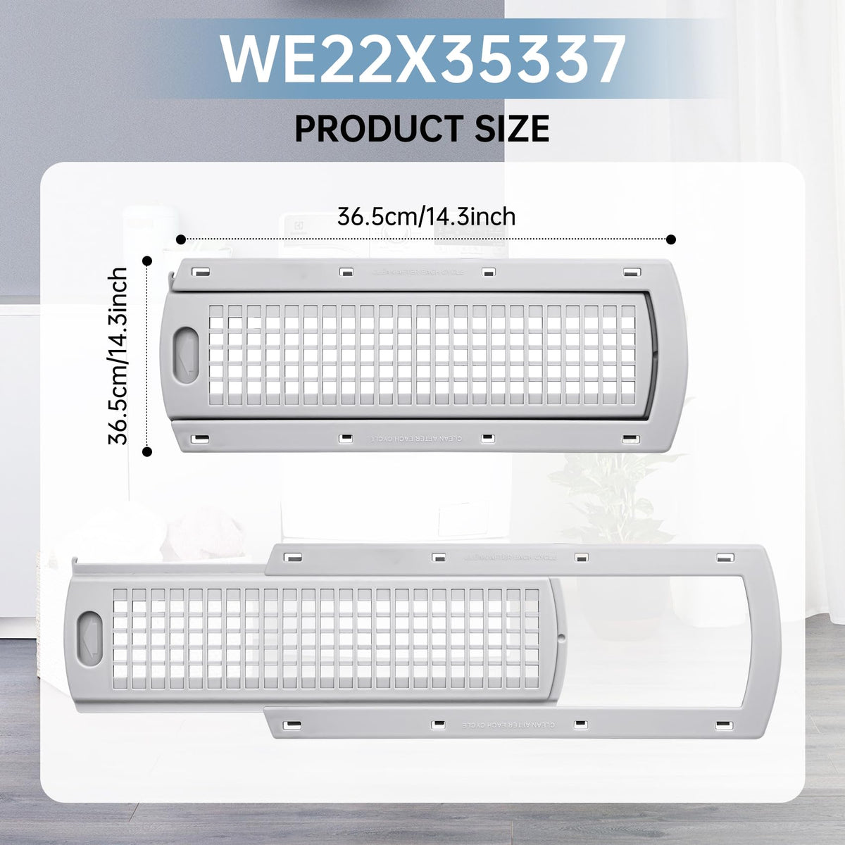 WE22X35337 Washer Dryer Lint Screen Cover Grid And Lint Filter Slide Guide Assembly