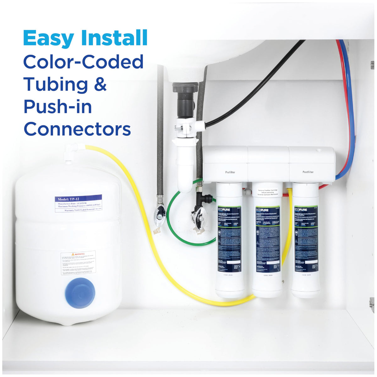 ECOP30 Premium Reverse Osmosis System (3-Stage Reverse Osmosis Water Filter)