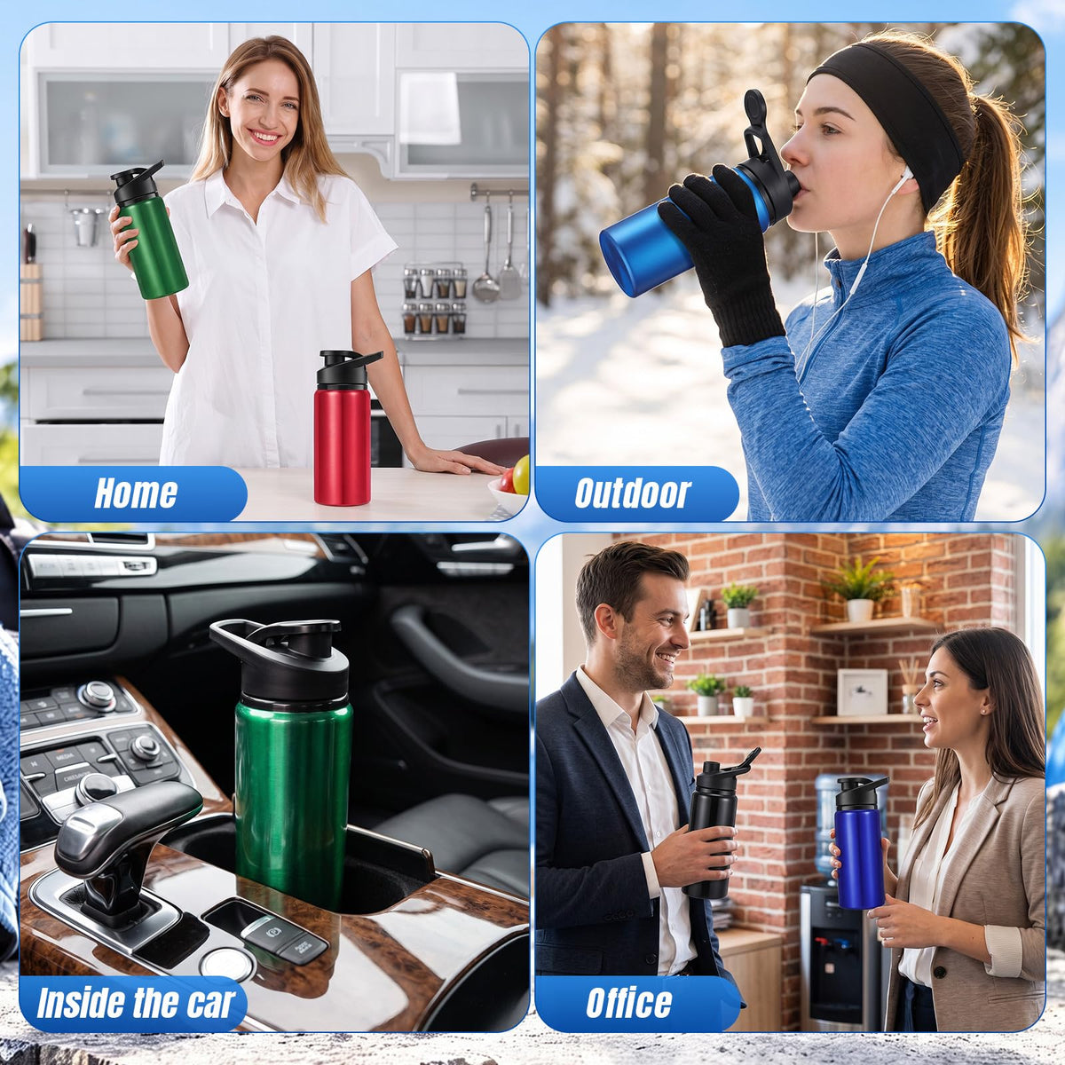Aluminum Water Bottle Bulk (17 Ounces (Pack of 60) / Classic Color 3)