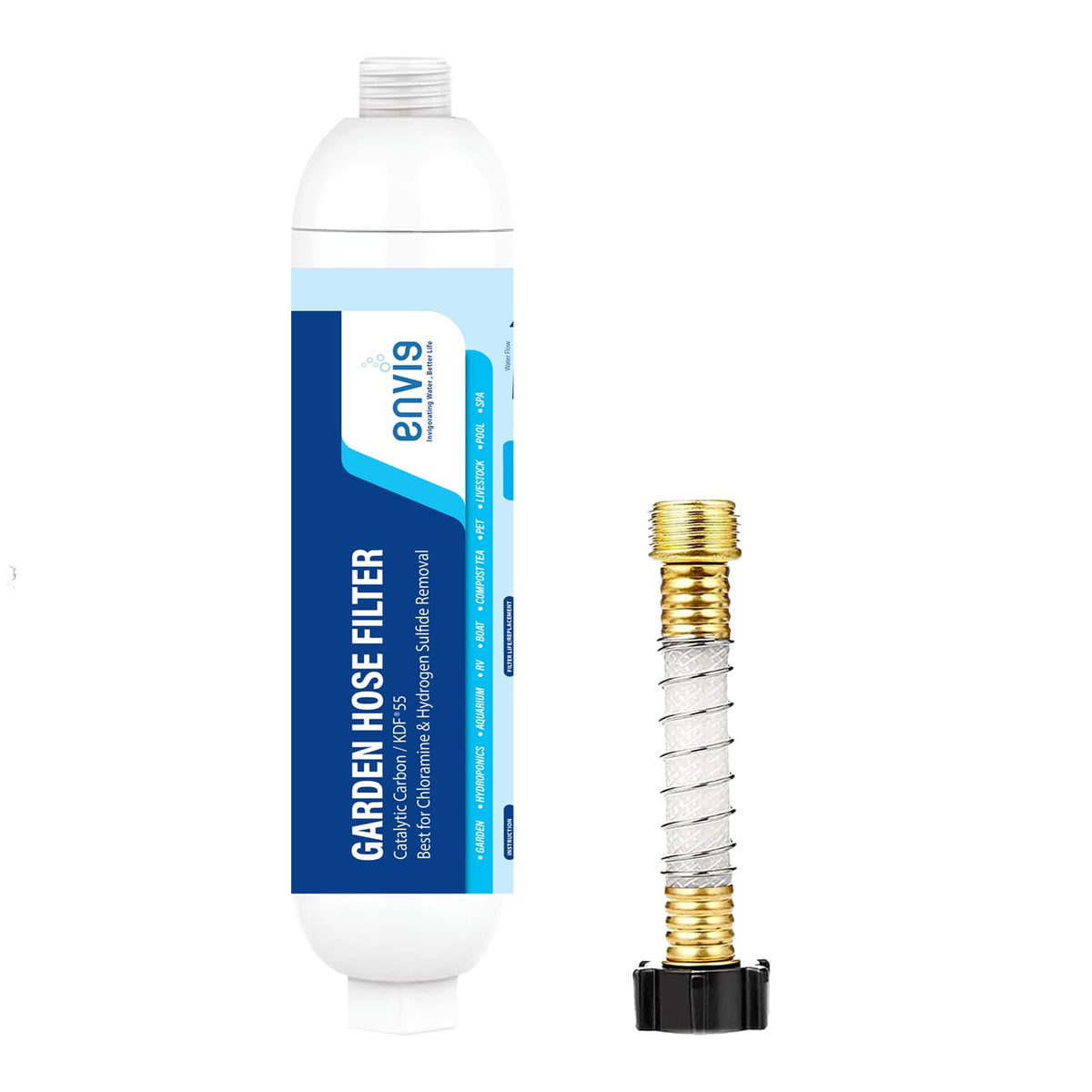 Catalytic Carbon KDF Inline Garden Hose Filter Removes Chloramine