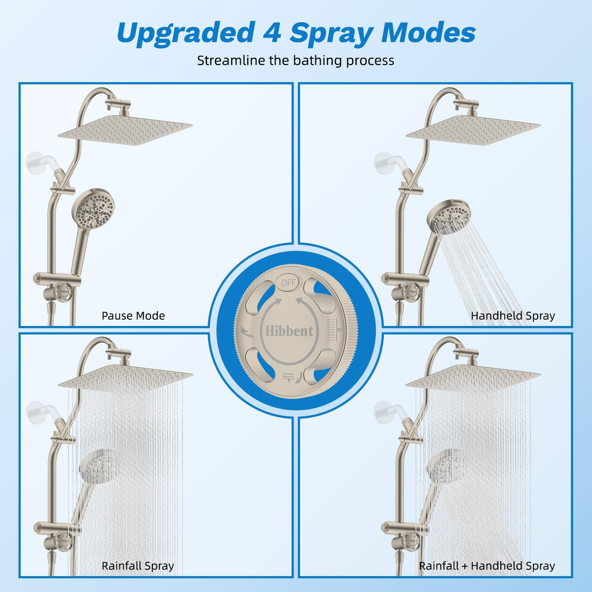 High Pressue All Metal 10" Rainfall Shower Head (Square 10" / Brushed Nickel)