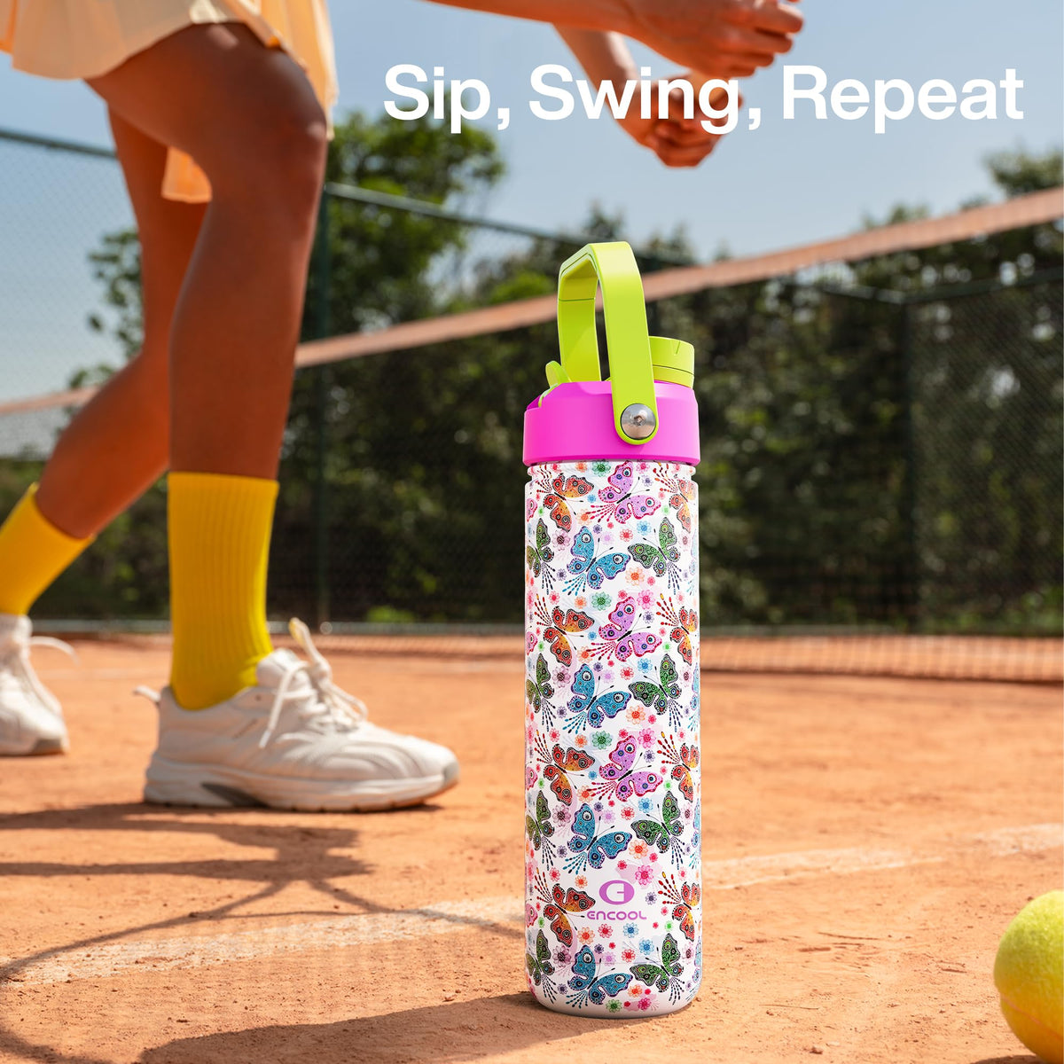 Insulated Water Bottle with Straw Stainless Steel Water Bottle (26 Ounces / Aesthetic Butterfly)