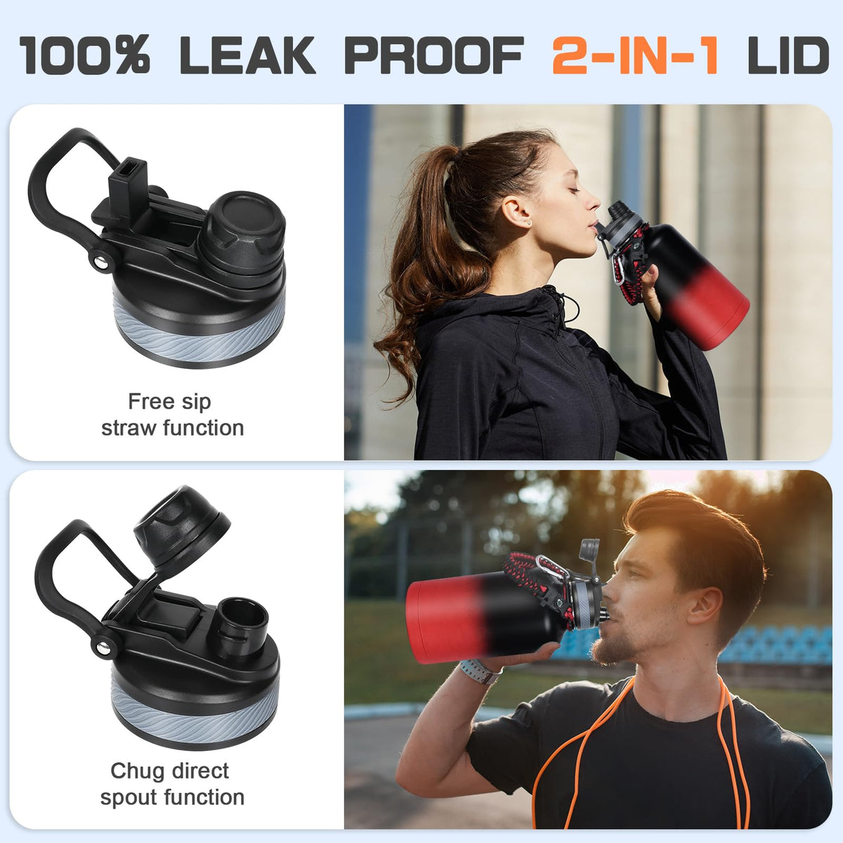 Insulated Water Bottle 64 oz (64 Ounces / Ice Coke)