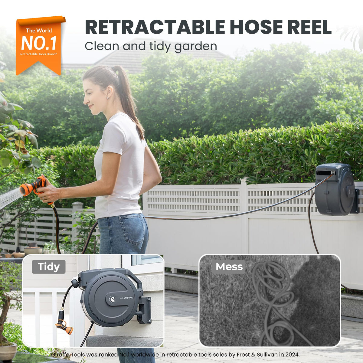 Retractable Garden Hose Reel Auto Rewind Wall Mount 5