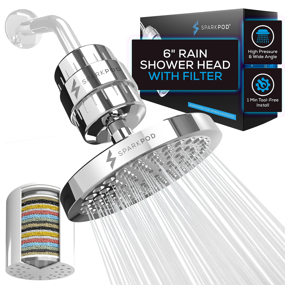 Filtered Shower Head (1. Luxury Polished Chrome)