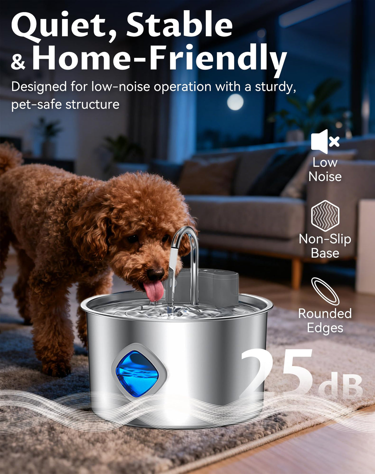 Water Bowl Cordless Dog Water Fountain with Faucet (Bowl+12Set Filter)