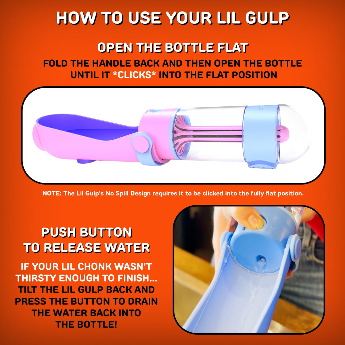 Lil Gulp Dog Water Bottle 15 Fl oz Filtered Portable Travel Bottle