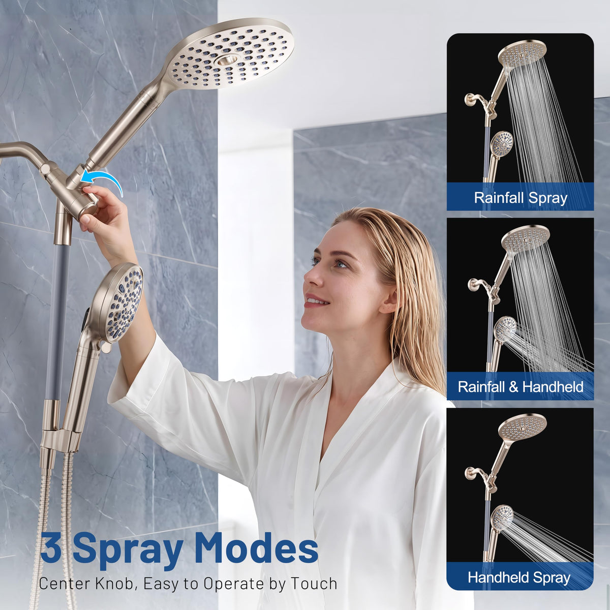 Dual Filtered Rain Shower Head Combo (Brushed Nickel / 8 Inch Filtered)