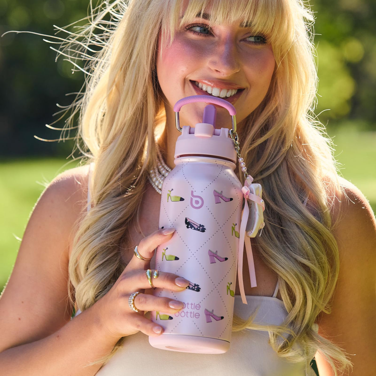 32oz Insulated Water Bottle with Pill Box (Vintage Bloom)