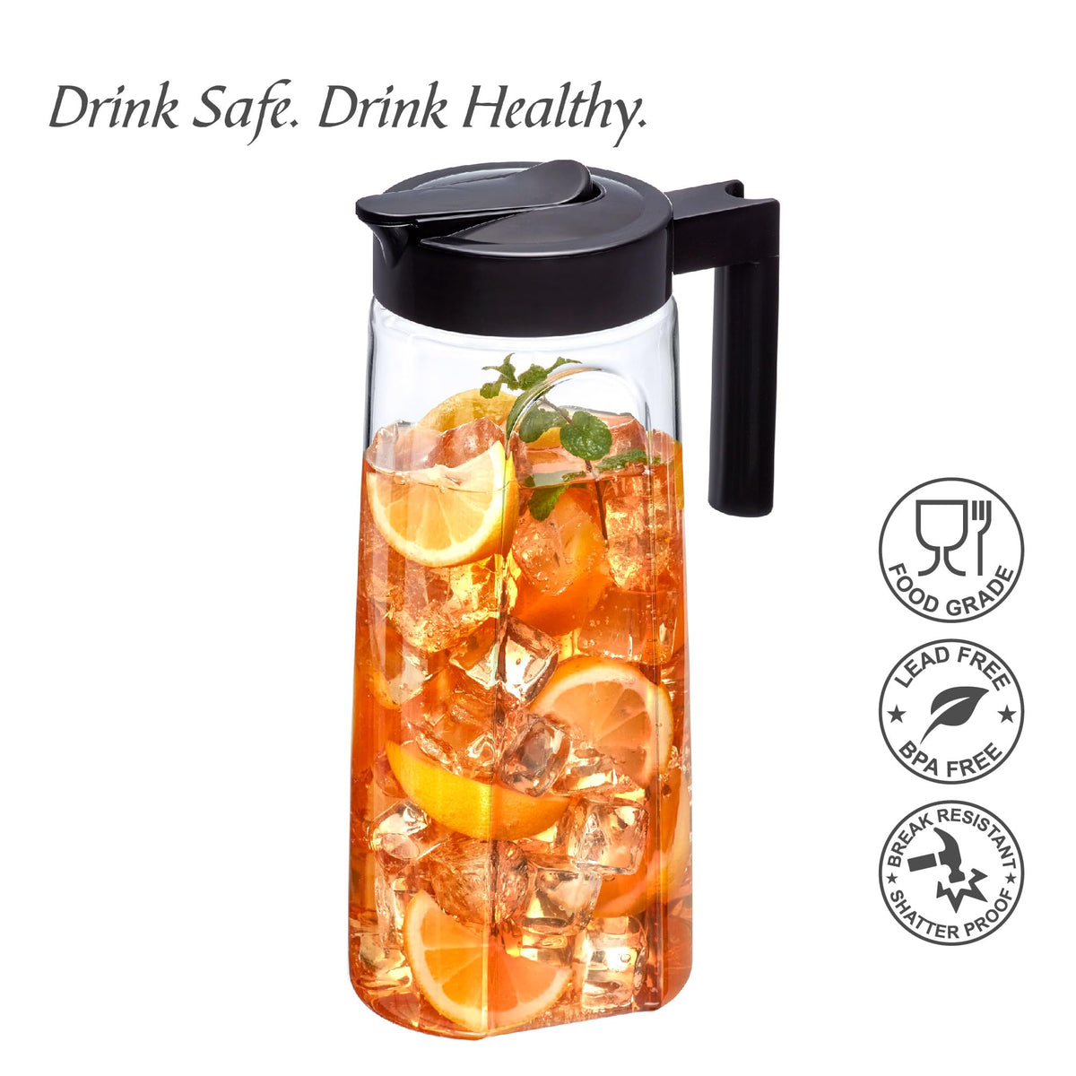 Slim Tritan Pitcher (Black, 1-Pack)