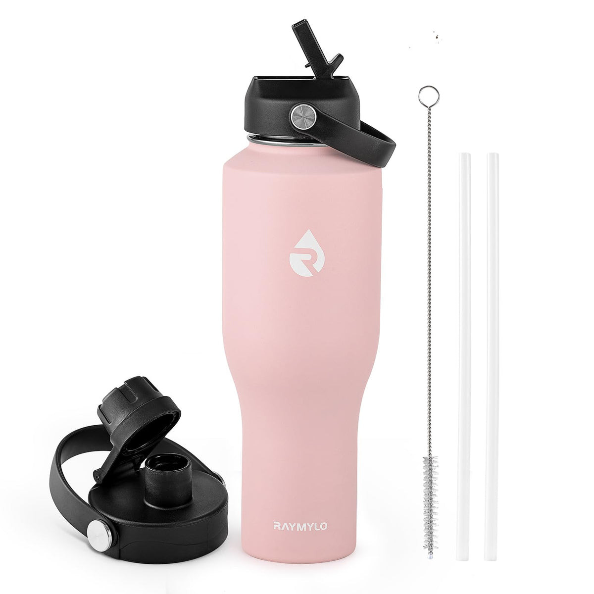 40 oz Insulated Water Bottle with Straw fit in Car Cup Holder (Pink / 40 Ounces)