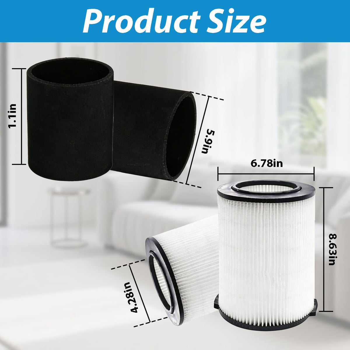 VF4000 Replacement Filter for Ridgid Shop Vac with 2 Foam Sleeve (White-VF4000)