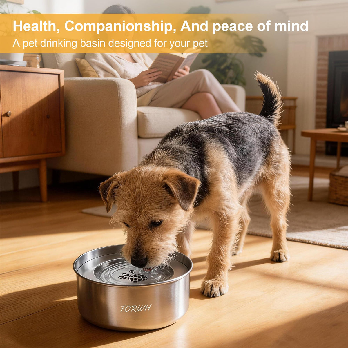 304 Stainless Steel Dog Water Bowl No Spill (Stainless)