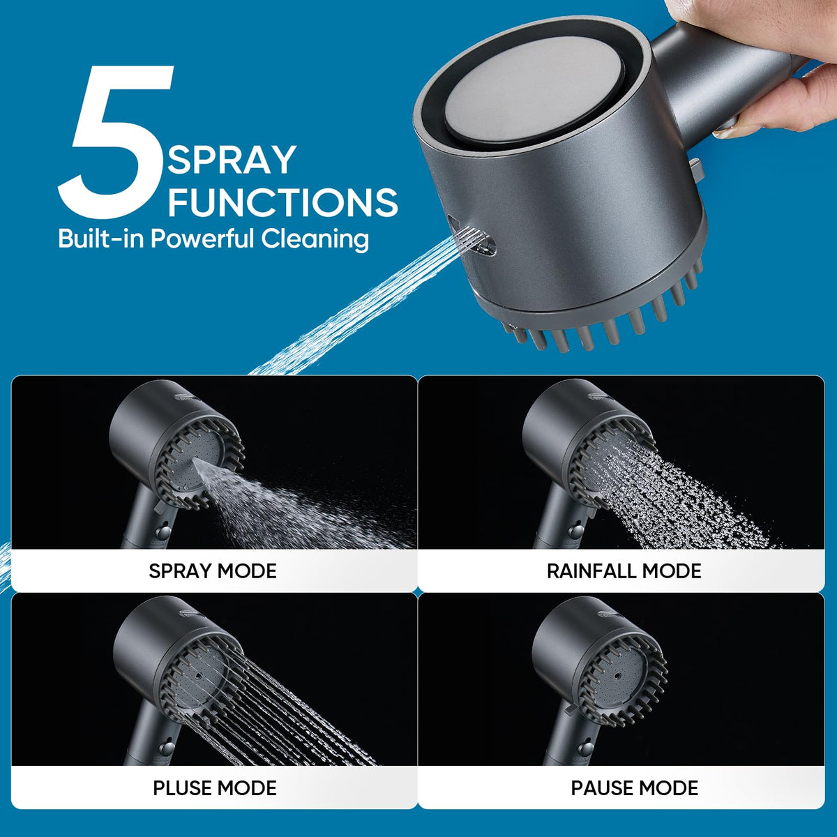 Filtered Shower Head with Handheld (Gray)