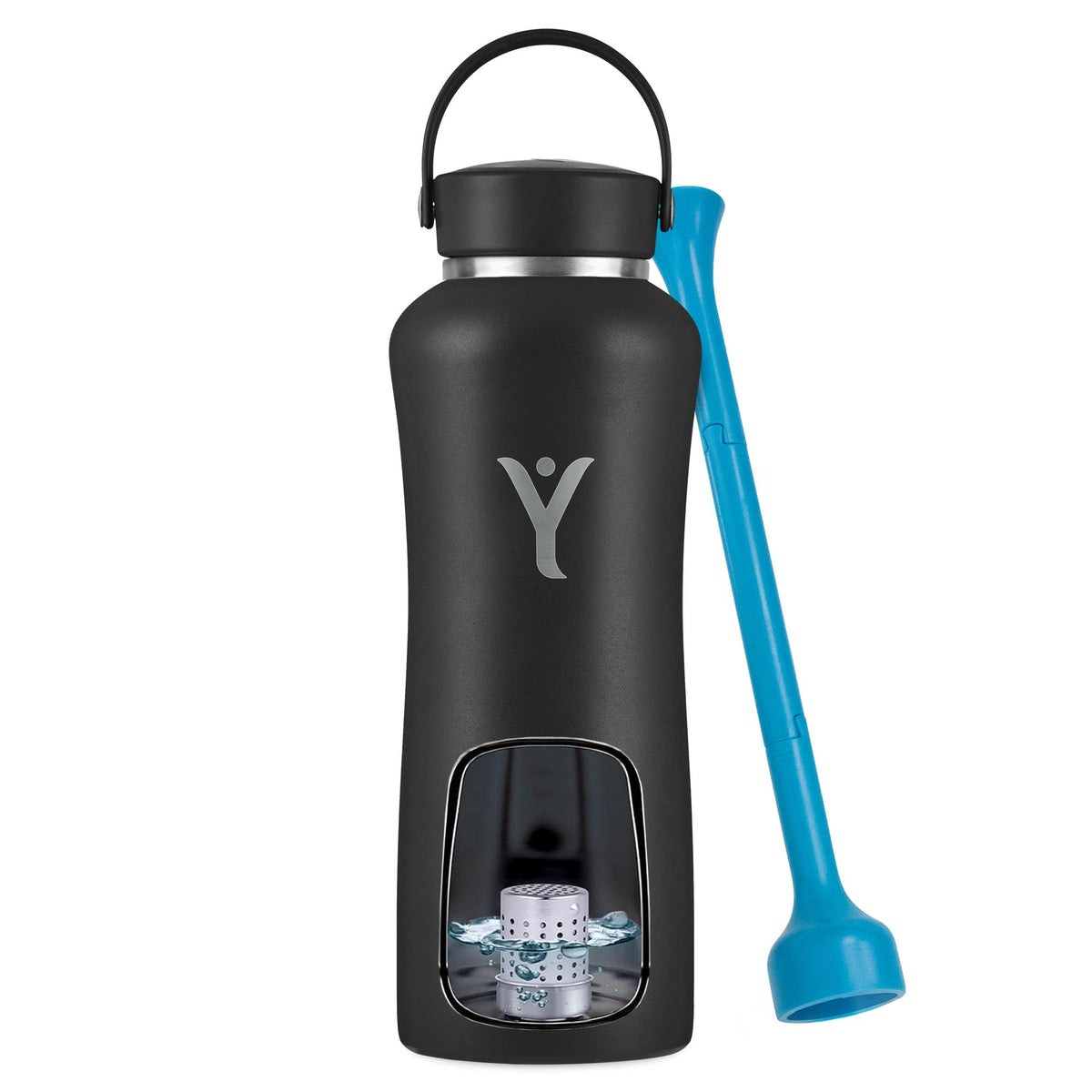 DYLN Hydrogen Water Bottle 40 oz Black Stainless Steel Alkaline Water (Black / 1.2 L)