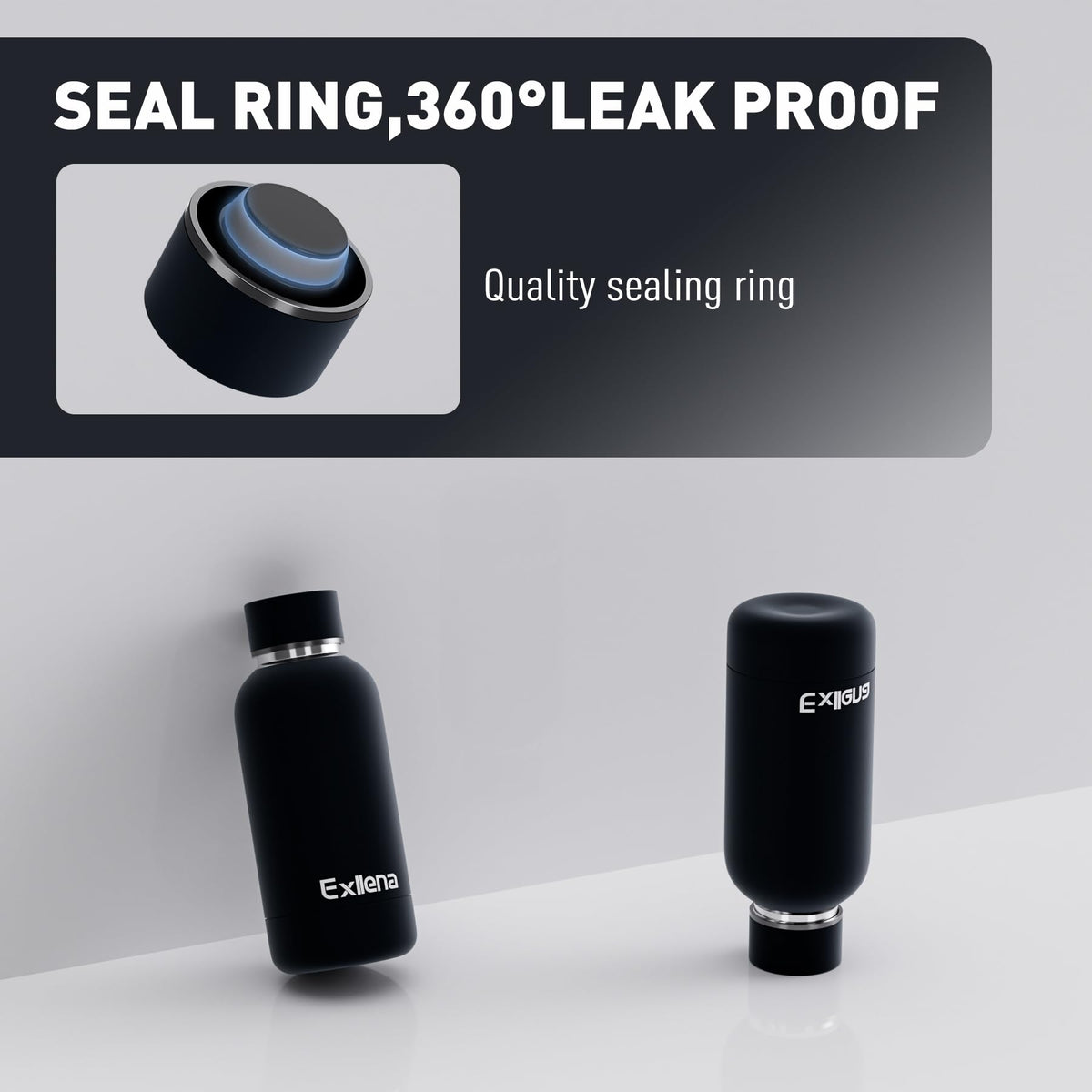 Small Water Bottle 12oz with Clip (350 ml / Black)