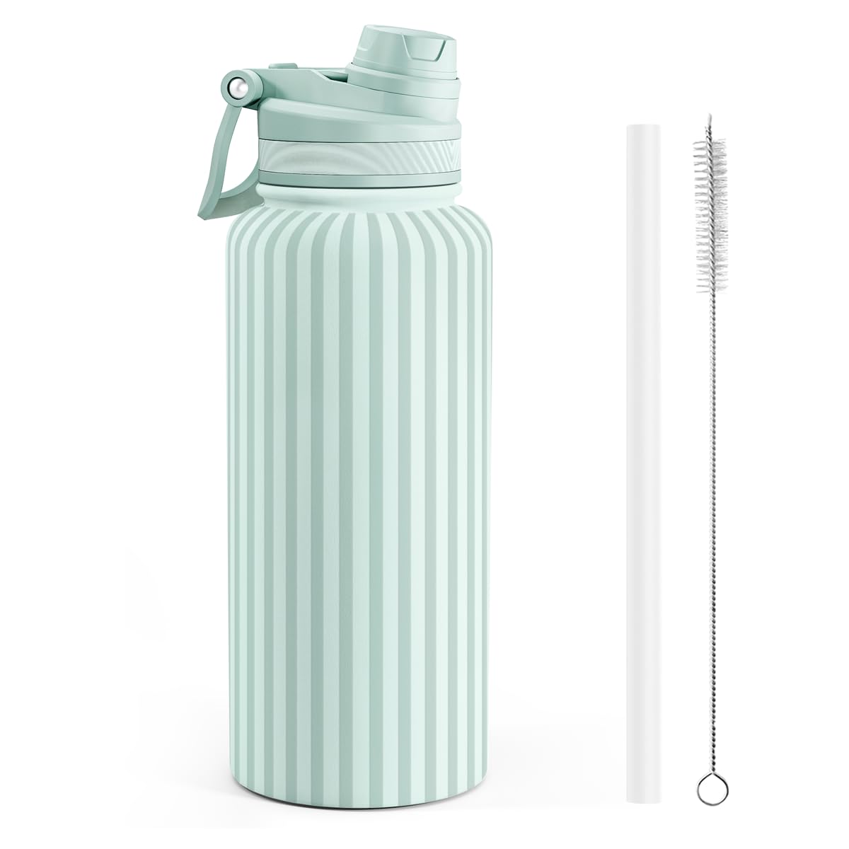 Stripe Stainless Steel Water Bottle with Strap 32oz (Stripe)