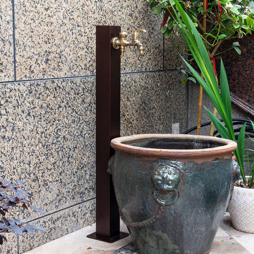 304 Stainless Steel Freestanding Garden Water Column with Anti Freezing Faucet Floor Mounted Water Tap for Courtyard Backyard Irrigation (A)