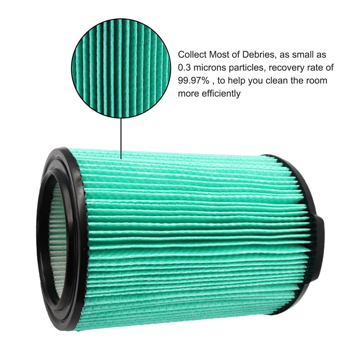 VF6000 5 Layer Replacement Filters for Ridgid Shop Vac Wet Dry Vacs (M 2 Pcs Filters & 2 Pcs Bags / Green VF6000)