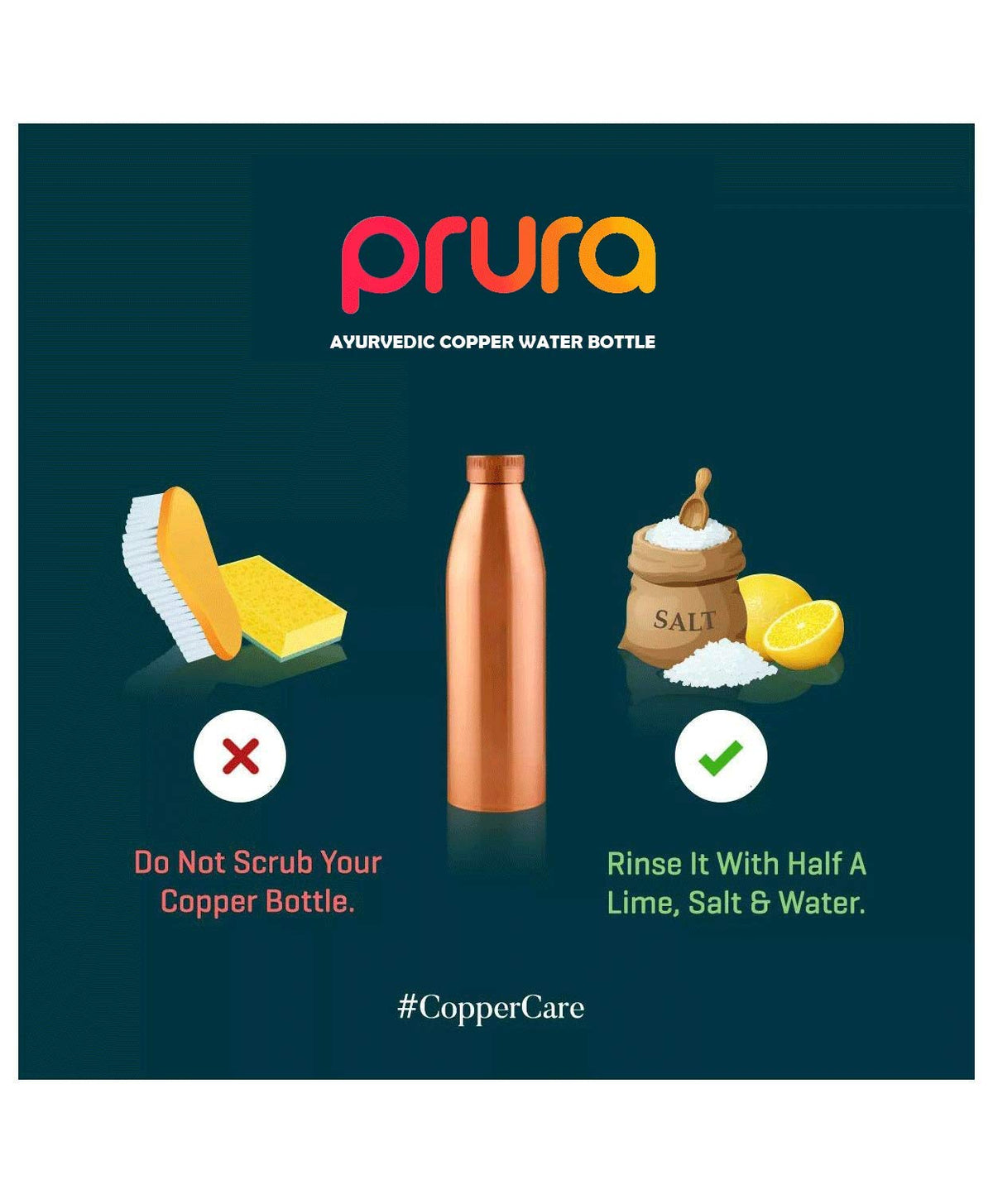 Pure Printed Copper Water Bottle (950 ml / Design 33)