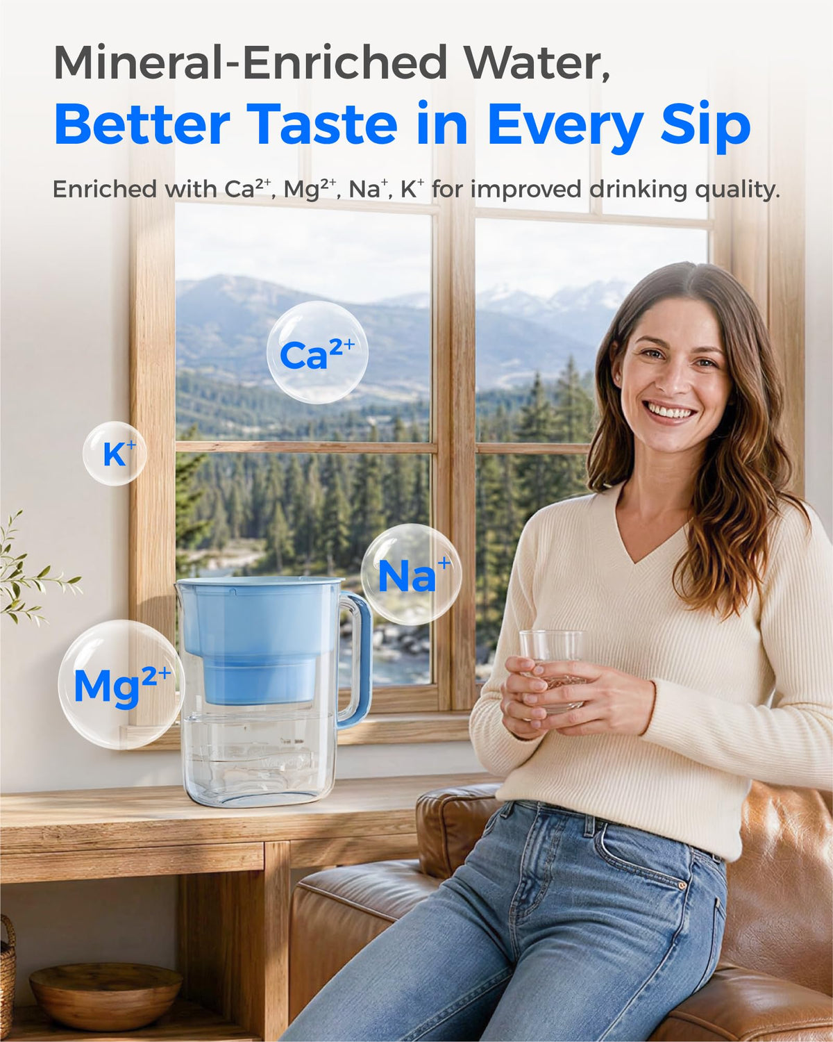 PT-07B-A Alkaline Water Filter Pitcher, 10-Cup, Up to pH 9.5 (Azure / Alkaline)