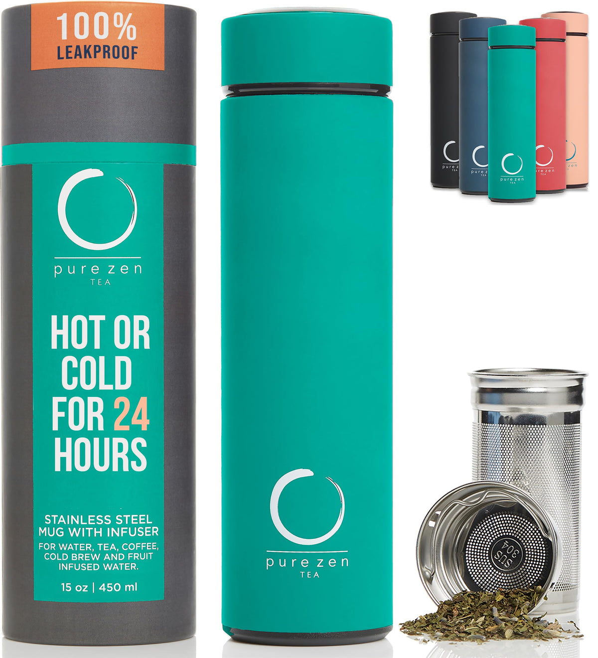 Insulated Tea Infuser Bottle (Green)