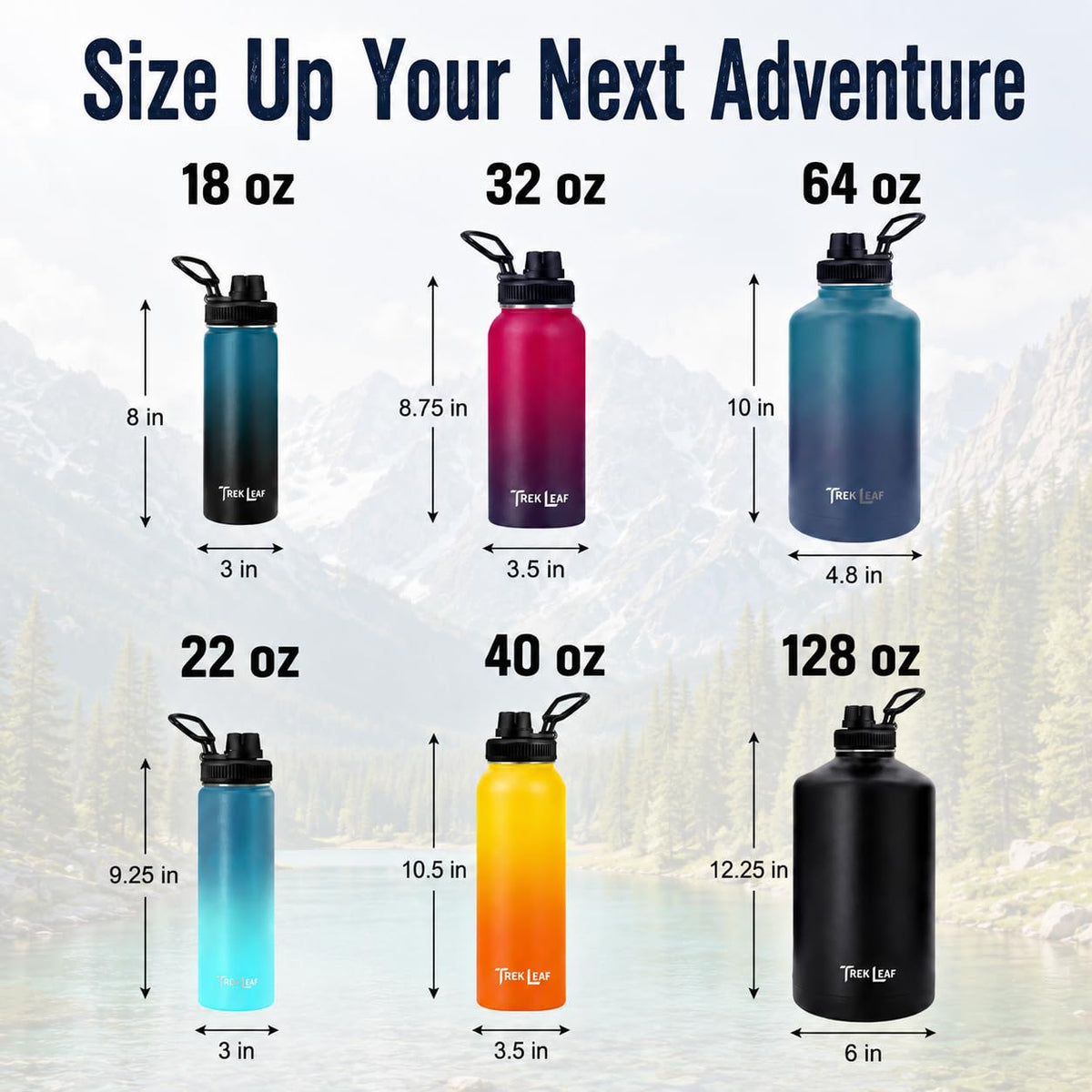 Travel Water Bottle with Carrying Bag (64 Ounces / Deep Water)