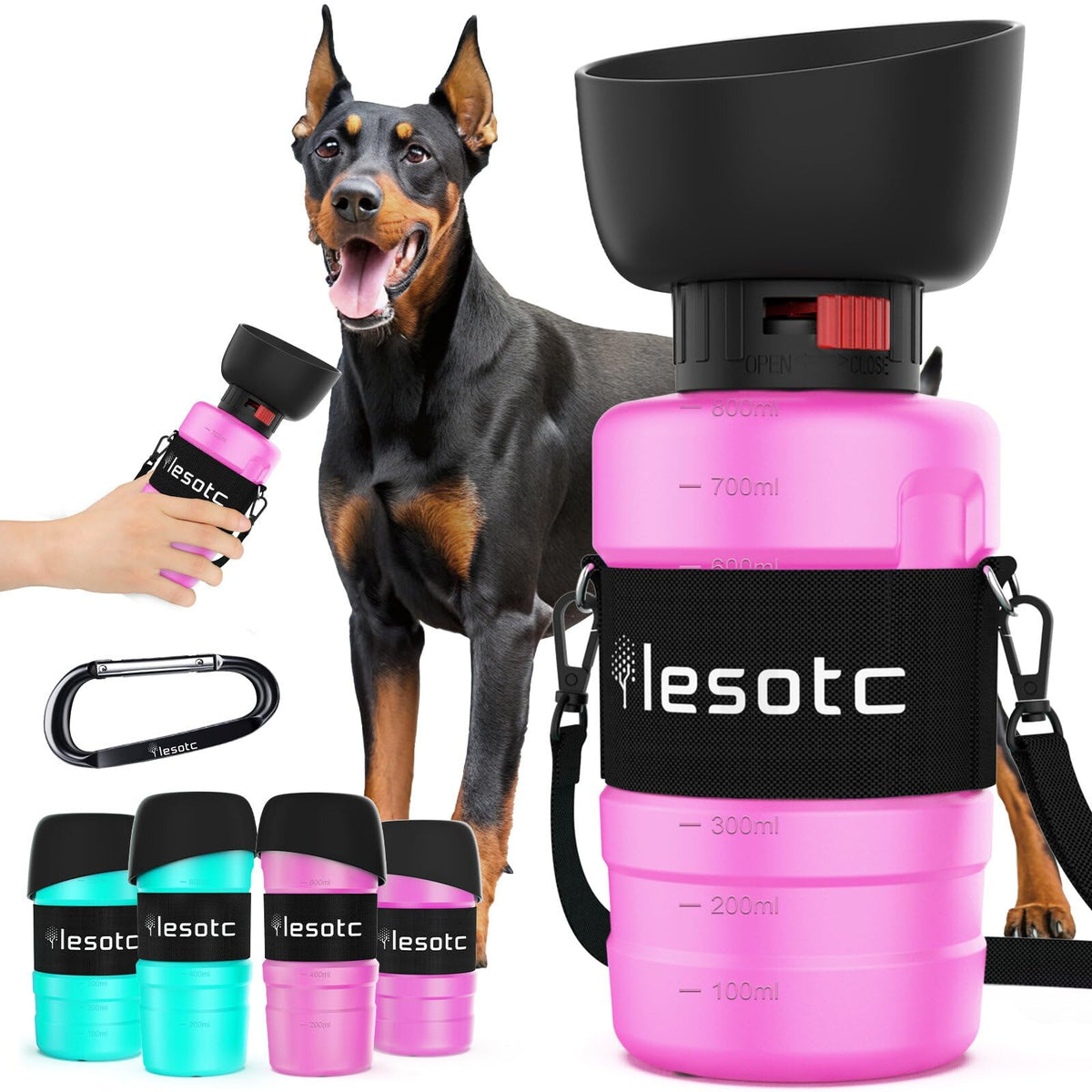 Dog Water Bottle (28 Ounces / 3.5rd Gen Upgraded Pink)