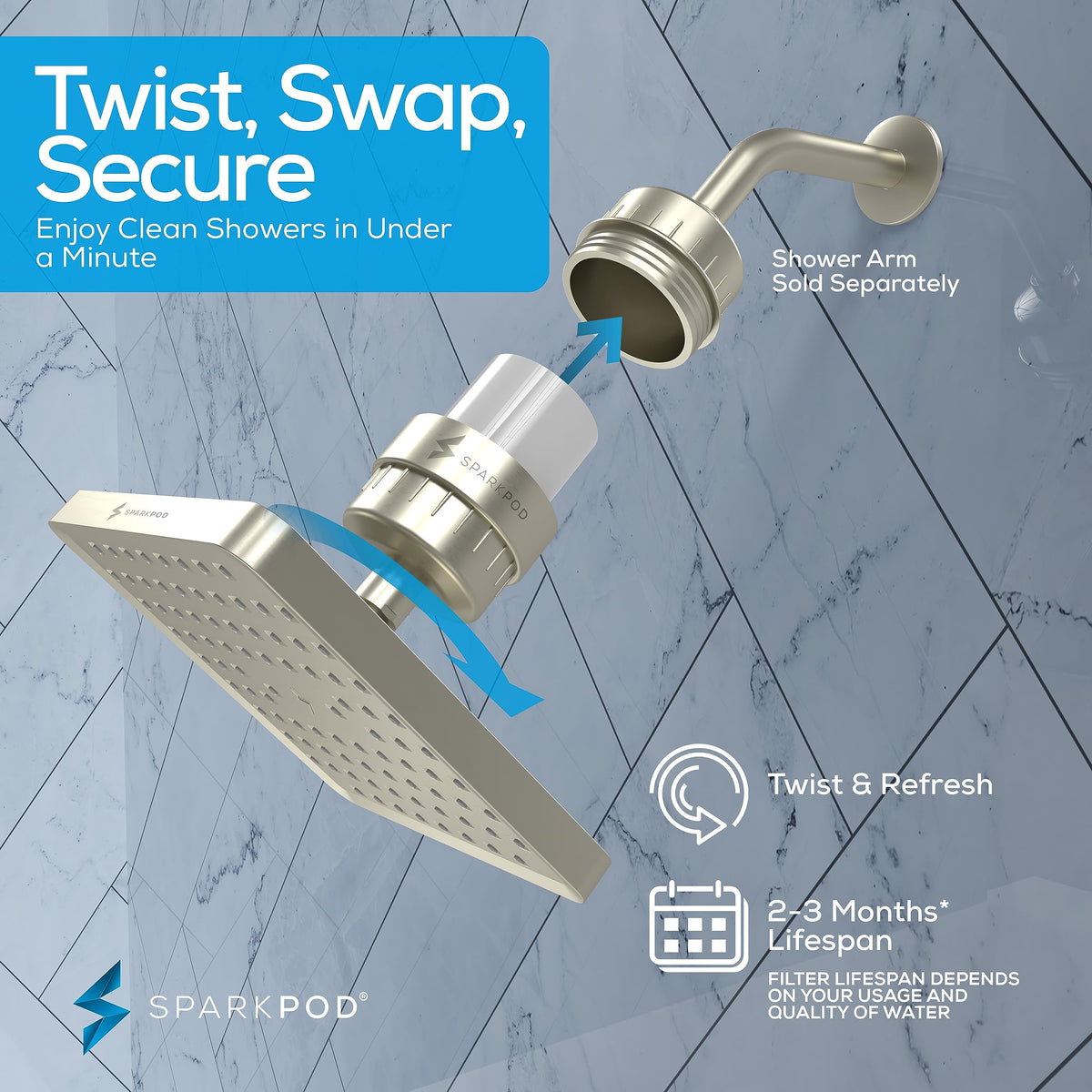 Filtered Shower Head (2. Elegant Brushed Nickel)