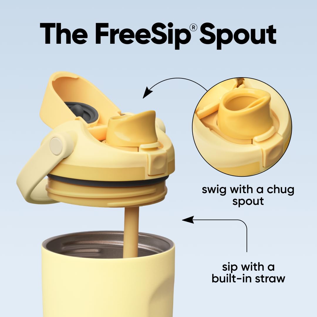 FreeSip Sway Stainless Steel Water Bottle 18 oz Butter Half (Butter Half)