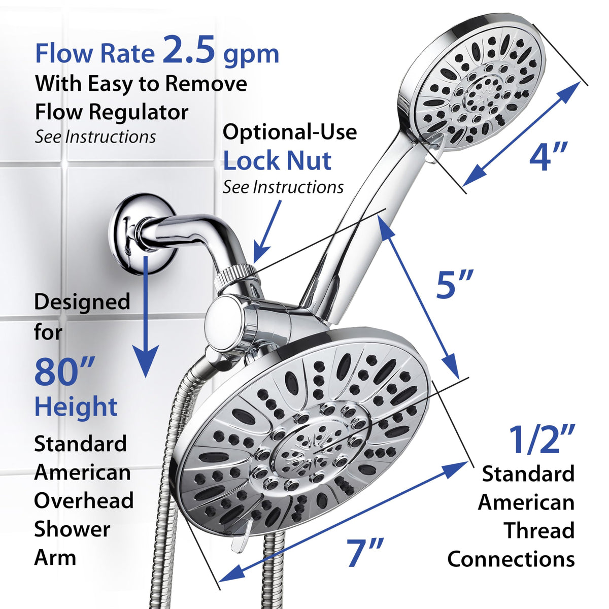 7" Premium High Pressure 3 (2.5 Gallons Per Minute / Brushed Nickel)