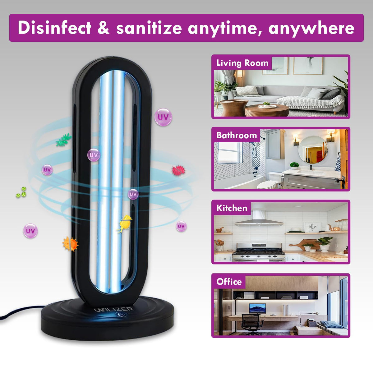 Tower (2 Pack) - UV Light Sanitizer & Ultraviolet Lamp with Remote Control (UV-C Cleaner for Home, Room, Office | 38W UVC Disinfection Bulb | Kill Germs, Bacteria, Virus, Dust | USA) (2 Pack)