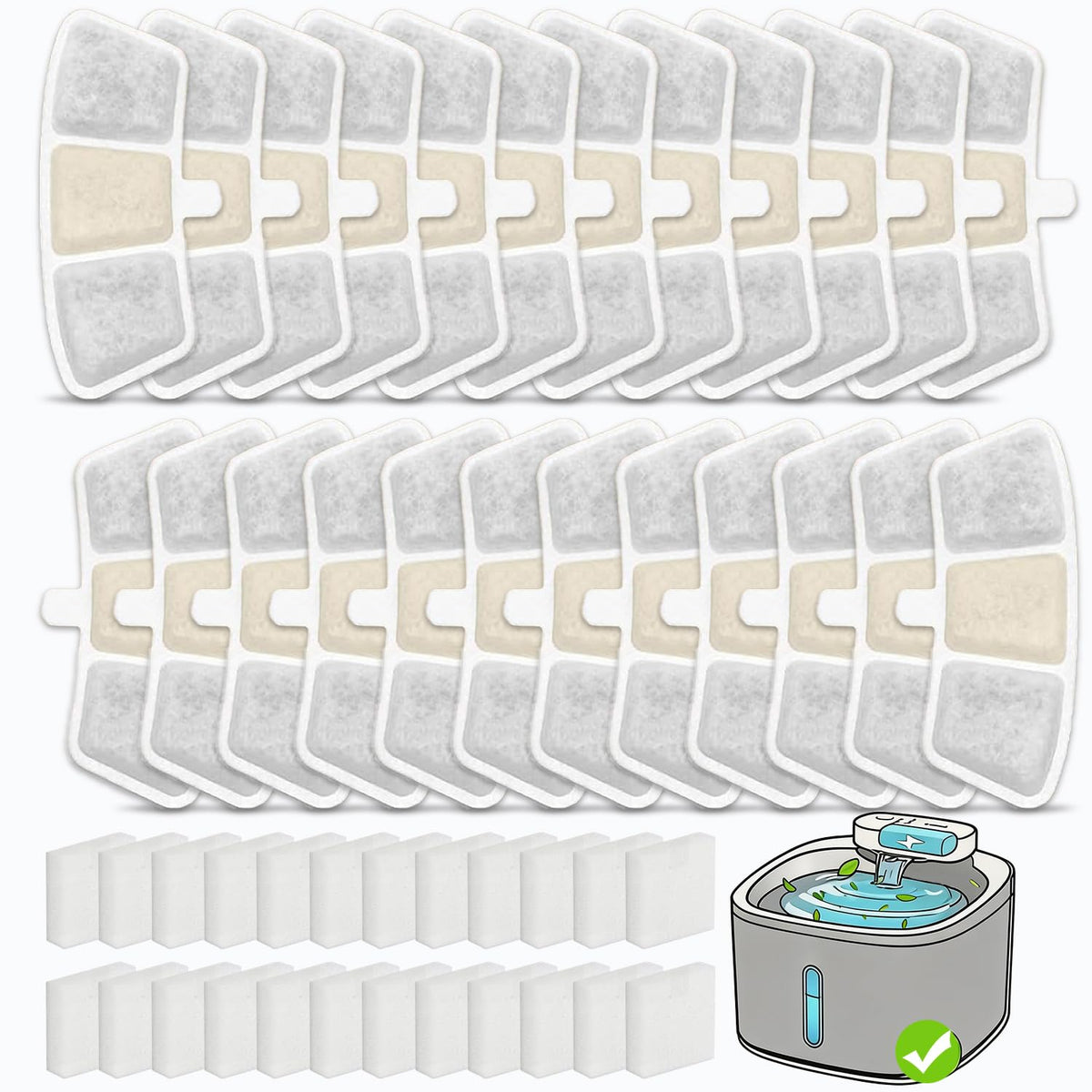 12 Pack PW04 3.5L Wireless Pet Fountain Filters for Hard Water