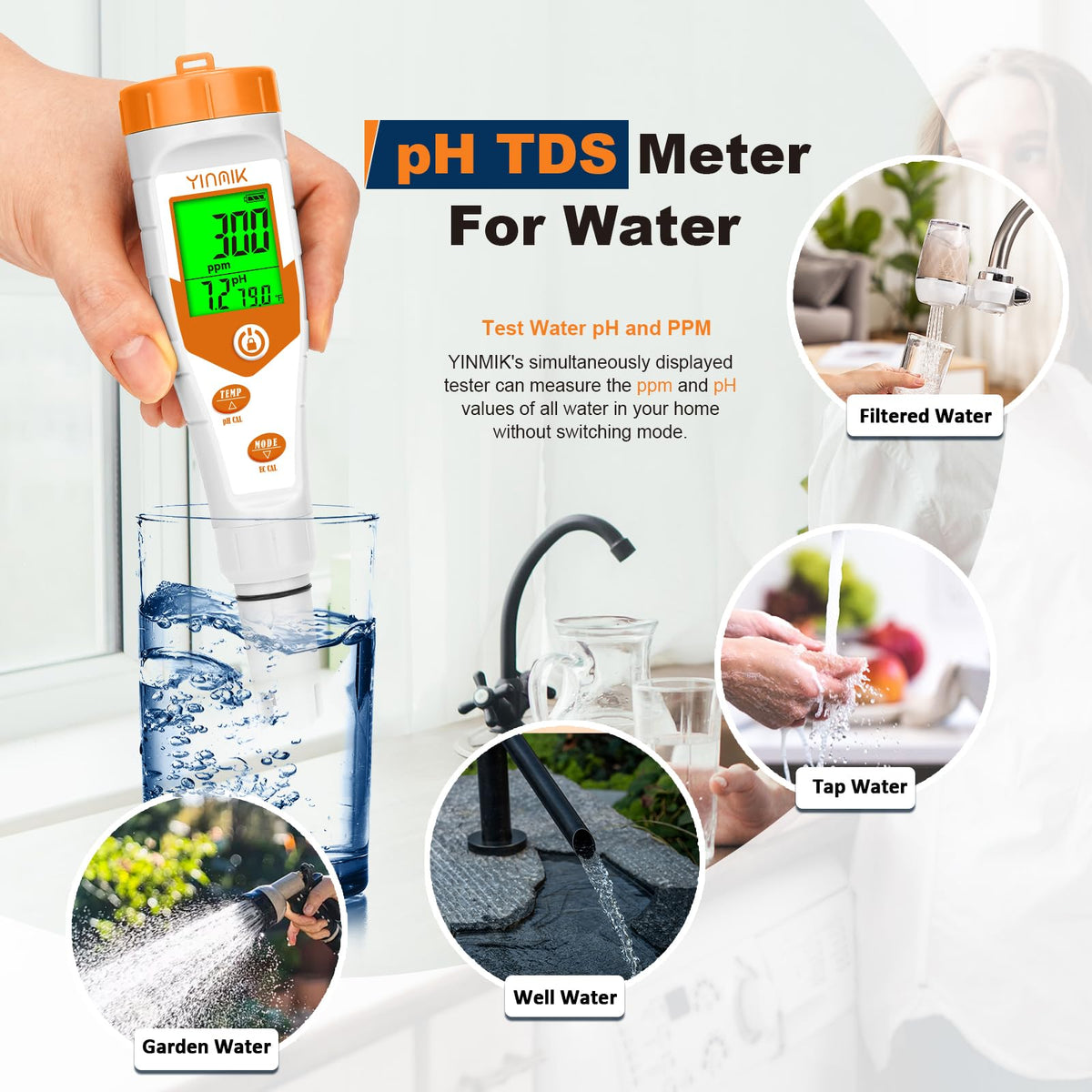 Hydroponics EC pH Tester (4 in 1 pH Meter)