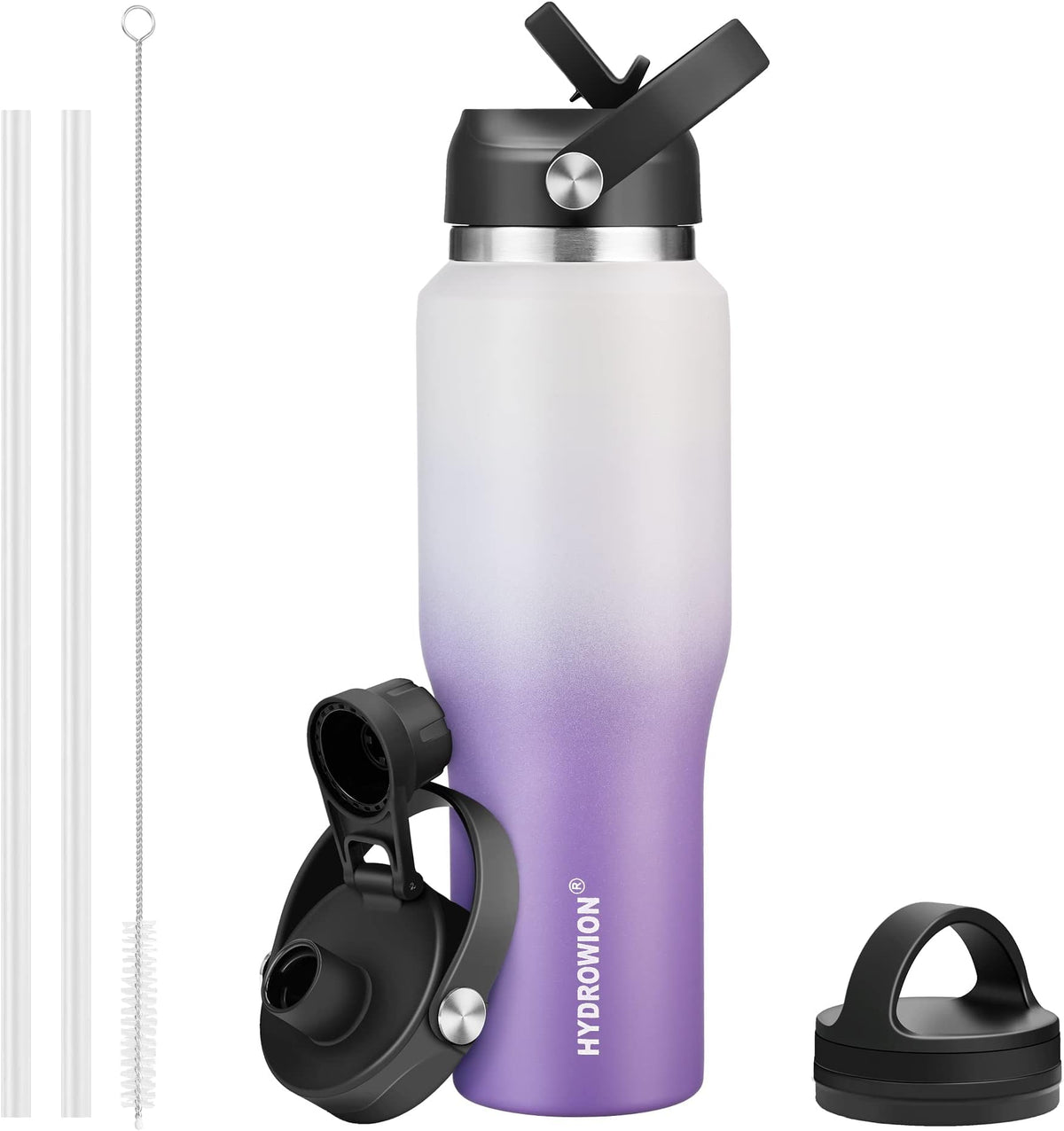 40 oz Insulated Water Bottle Stainless Steel Triple (White - Purple / 40 Ounces)