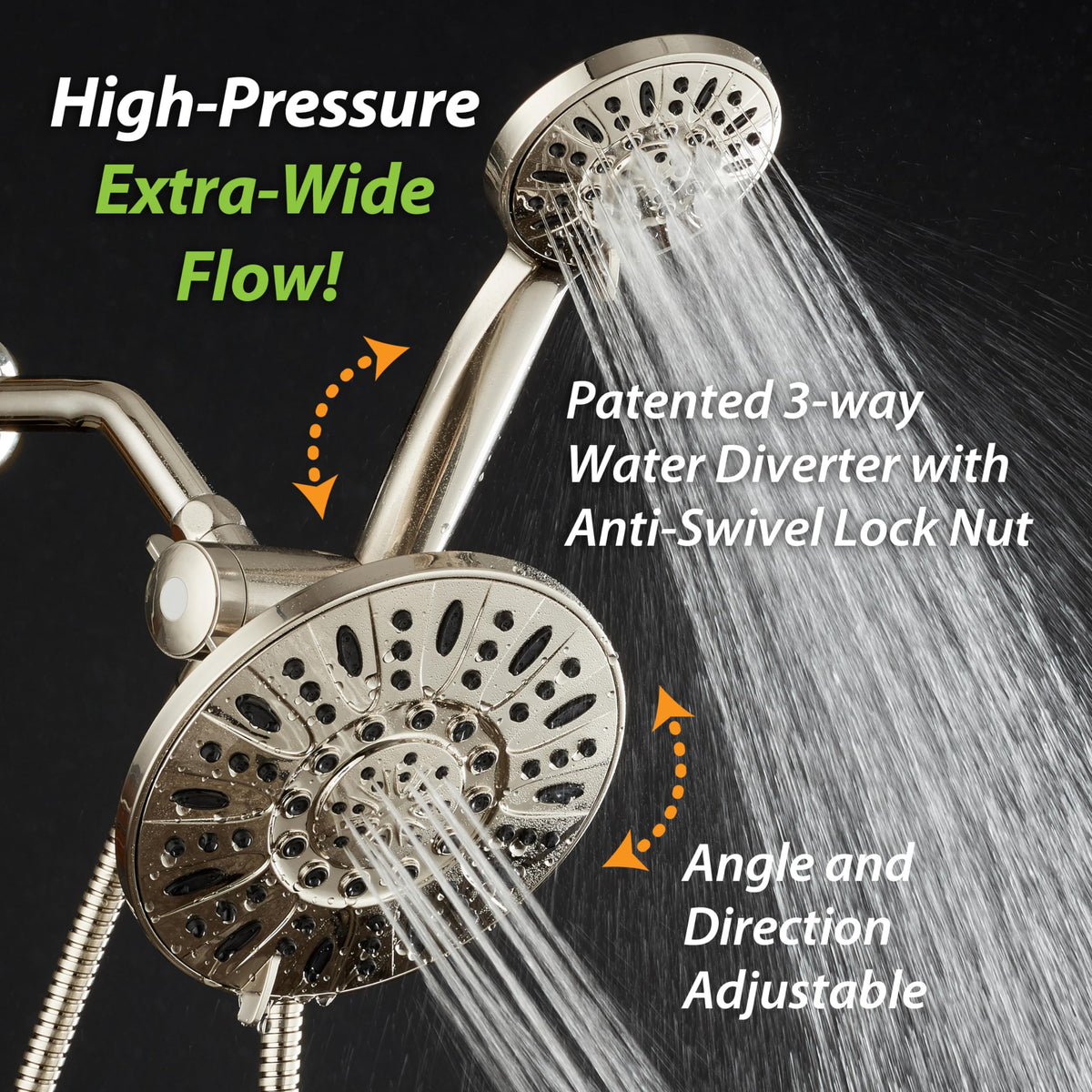 7" Premium High Pressure 3 (2.5 Gallons Per Minute / Brushed Nickel)