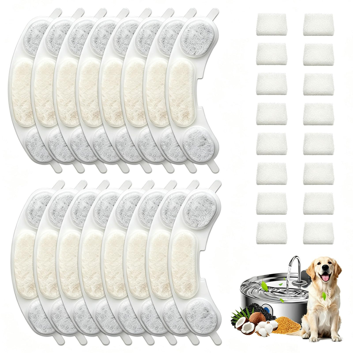 16 Sets Pet Dog Replacement Filters Compatible with Smartoo