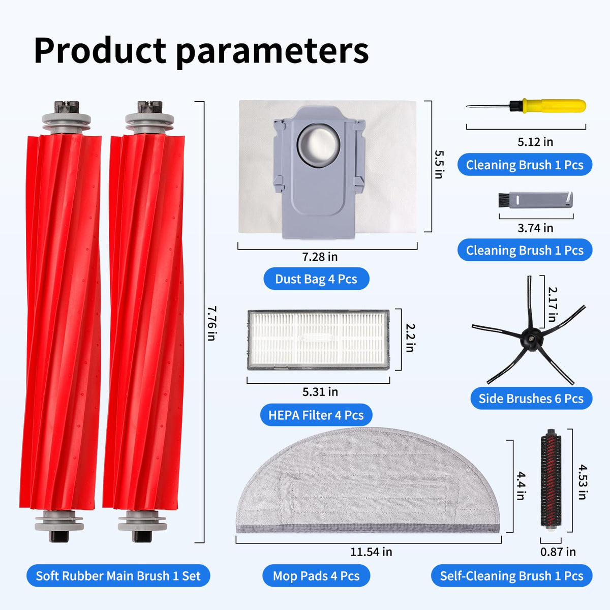 23 Pcs S7 MaxV Ultra Replacement Accessories Compatible with Roborock (S7 MaxV Ultra Replacement Parts)
