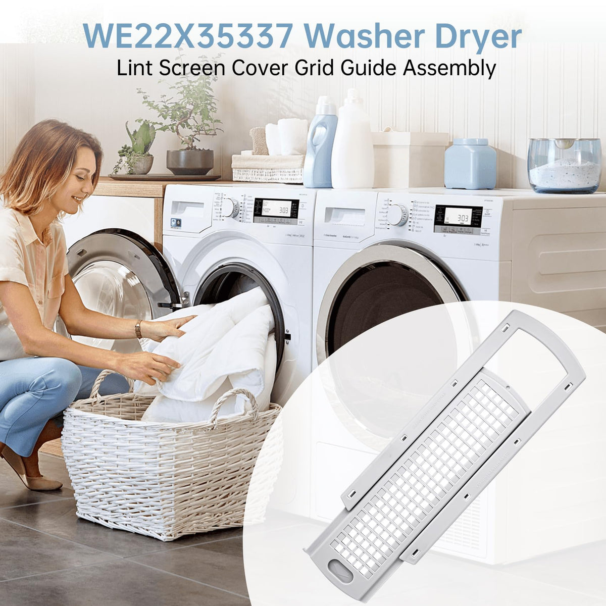 WE22X35337 Washer Dryer Lint Screen Filter And Lint Filter Slide Assembly
