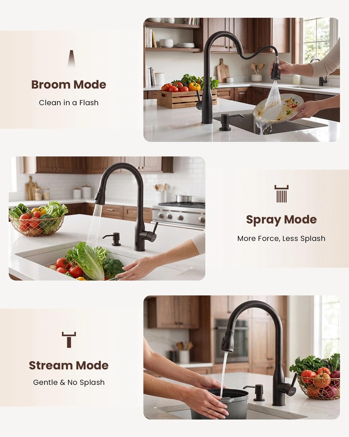 Oil Rubbed Bronze Touchless Kitchen Faucet with Soap Dispenser (Bronze)