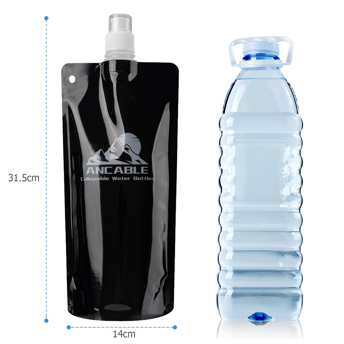 17oz Collapsible Water Bottles (17 Ounces / Black x 6)
