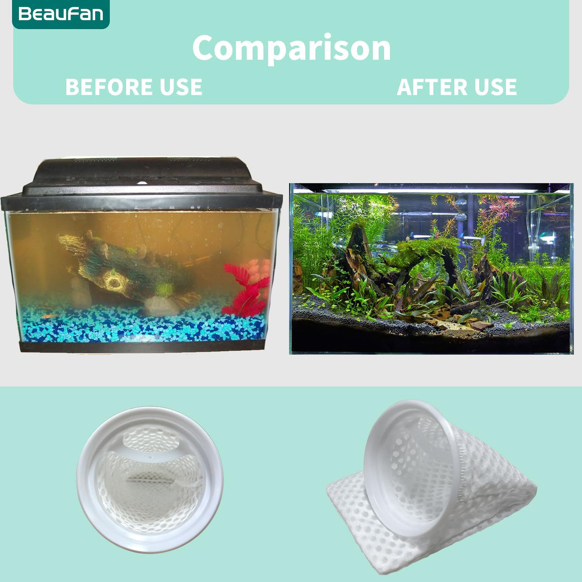 20 Pack 4 Inch 150 Micron Honeycomb Filter Socks for Fish Tank (20 Pack 4" Filter Sock)